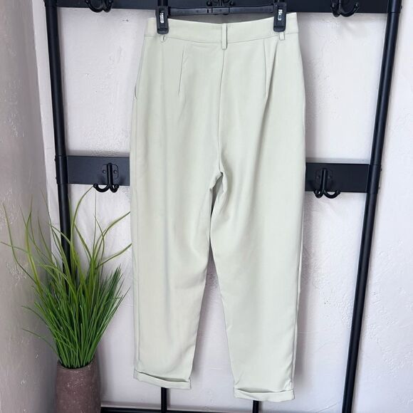 Nasty Gal high waisted pleated trousers green size 4 - Picture 6 of 12